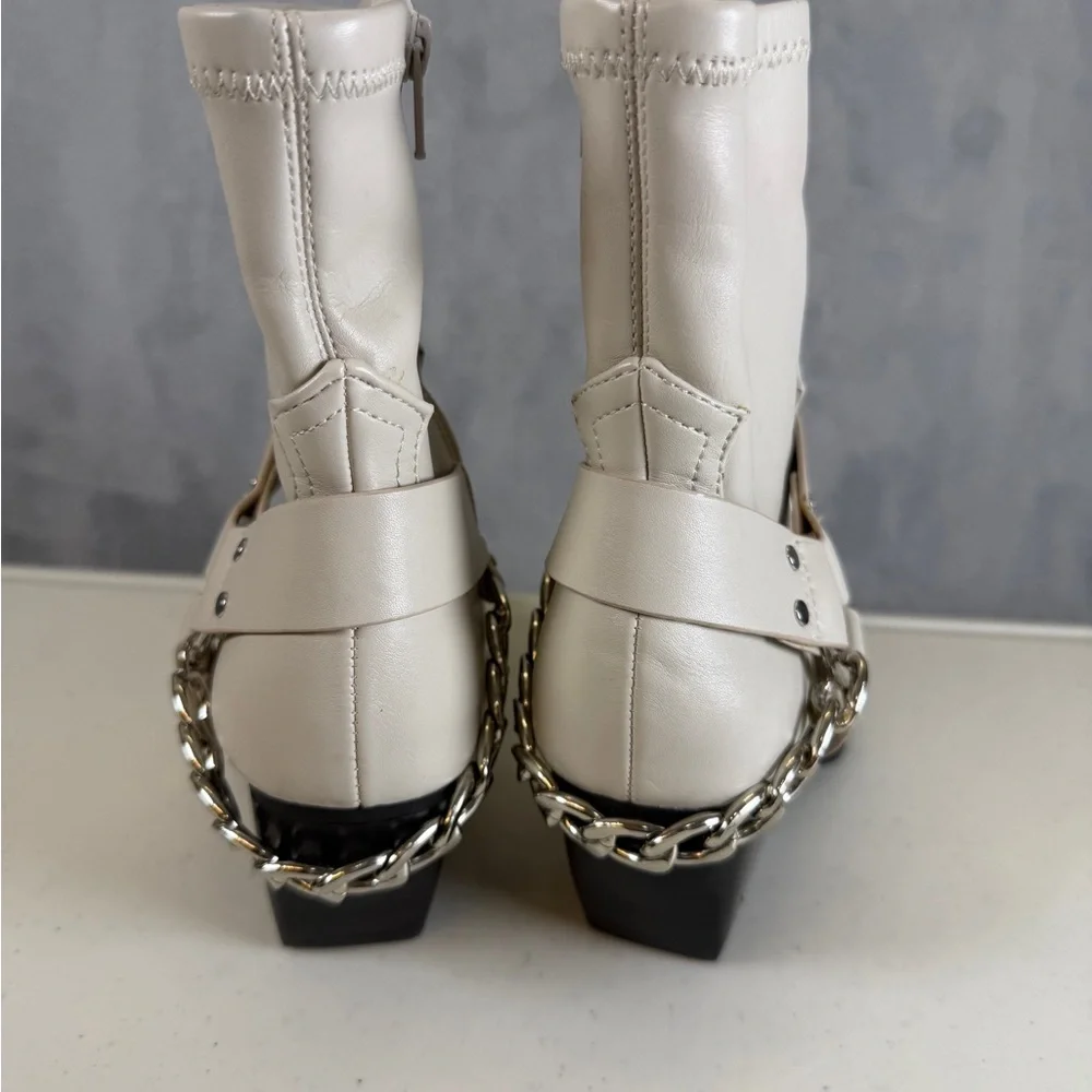 DV by Dolce Vita Boots Keeler Moto Size 6 Cream Heeled Boots - Picture 3 of 9